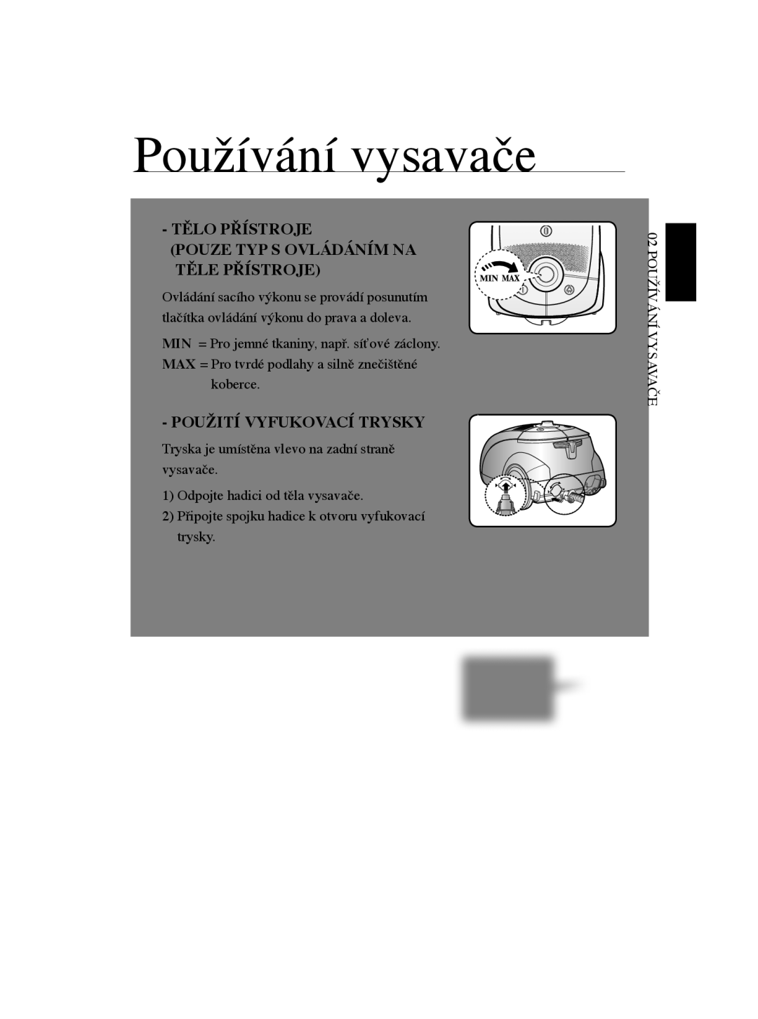 Samsung VCC5670V3K/BOL, VCC5670V3W/XEH, VCC5635V3G/XEH manual Tělo Přístroje Pouze TYP S Ovládáním NA Těle Přístroje 