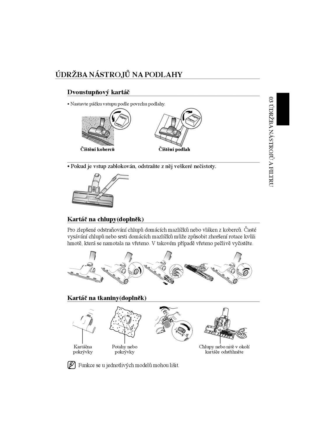 Samsung VCC5630V3B/XEH, VCC5670V3W/XEH, VCC5670V3K/BOL, VCC5635V3G/XEH manual Údržba Nástrojů NA Podlahy, Dvoustupňový kartáč 