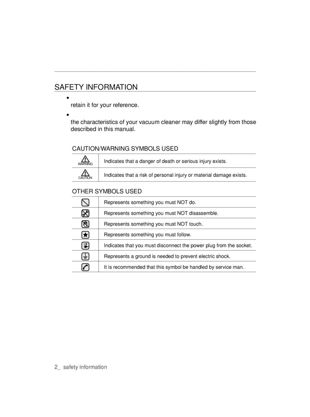 Samsung VCC5635V3G/XEH, VCC5670V3W/XEH, VCC5670V3K/BOL, VCC5630V3B/XEH, VCC5635V3K/XEH Safety information, Safety Information 