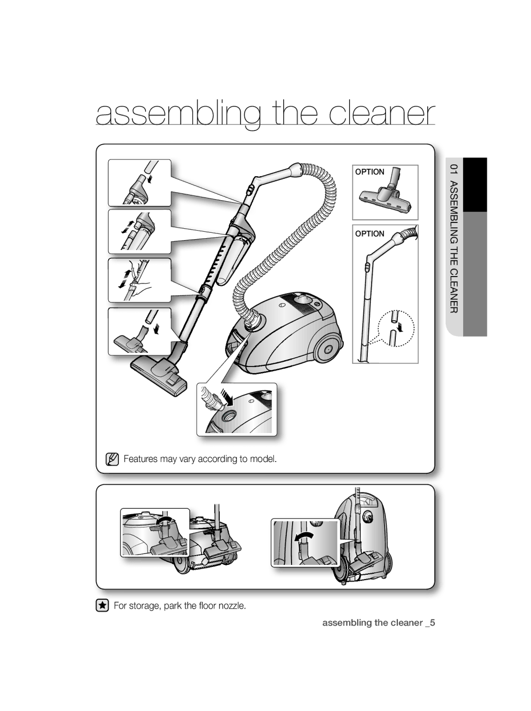 Samsung VCC5675V3A/RUM, VCC56B0S38/TWL, VCC5610S3R/EGT, VCC5675V3A/KGT manual Assembling the cleaner, Assembling the Cleaner 