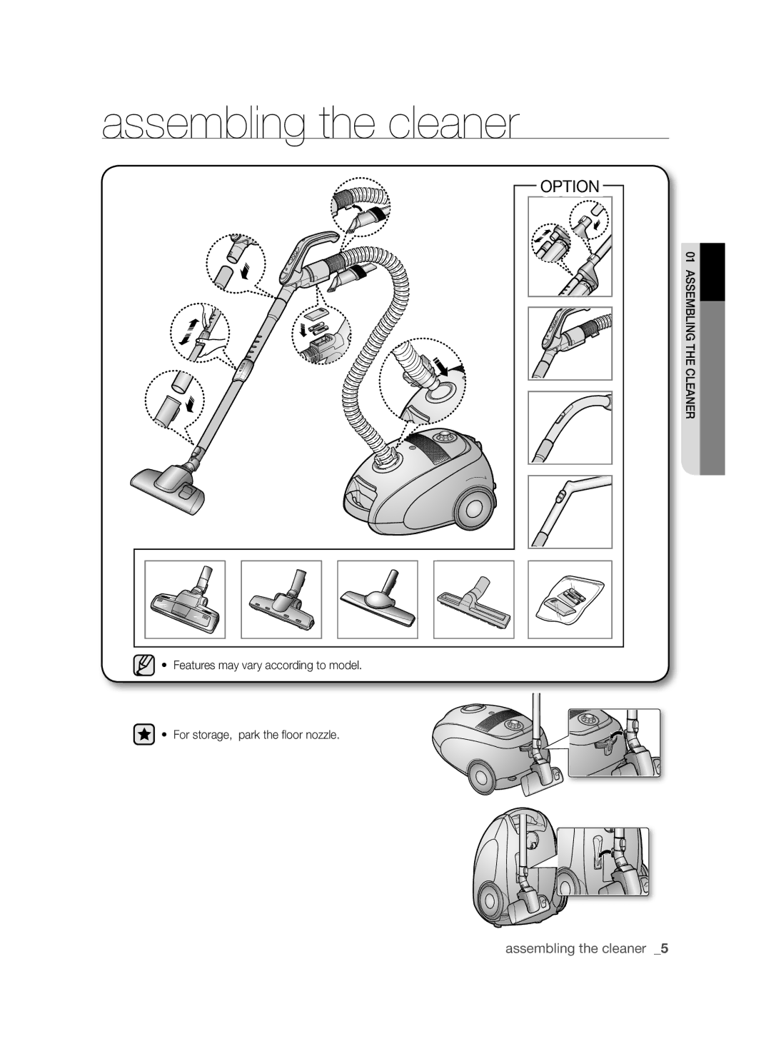 Samsung VCC6145V3R/UMG manual Assembling the cleaner, Option 