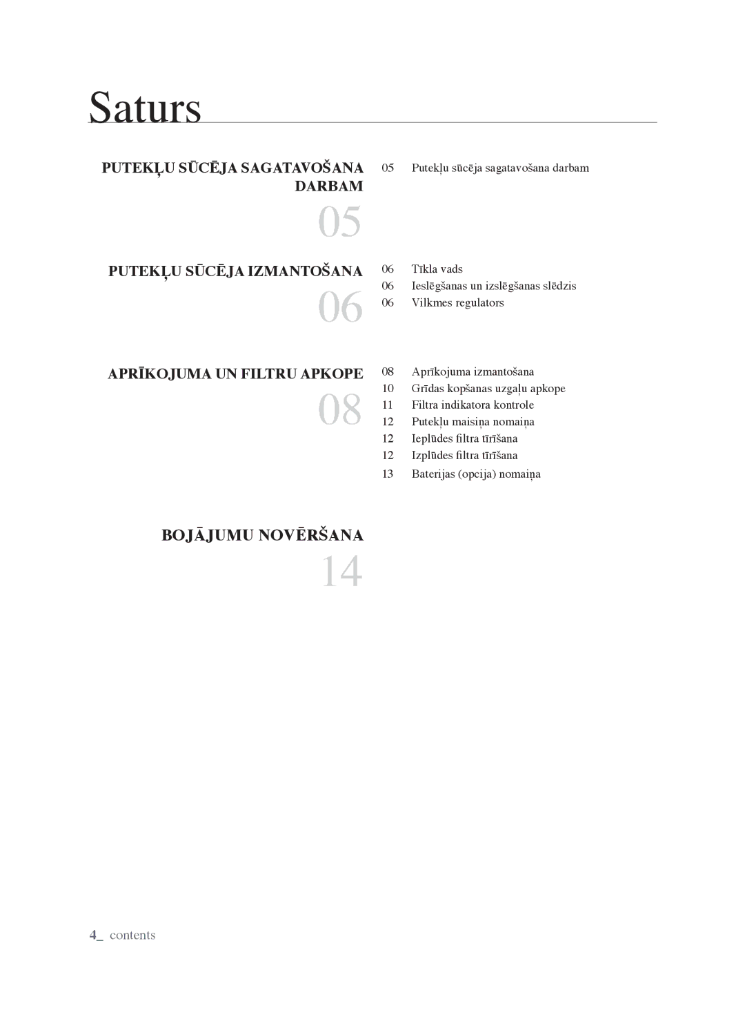 Samsung VCC6160H3R/XSB, VCC6140V3B/XSB, VCC6188H3K/XSB, VCC6141V3A/XSB, VCC6178V3R/XSB manual Saturs 