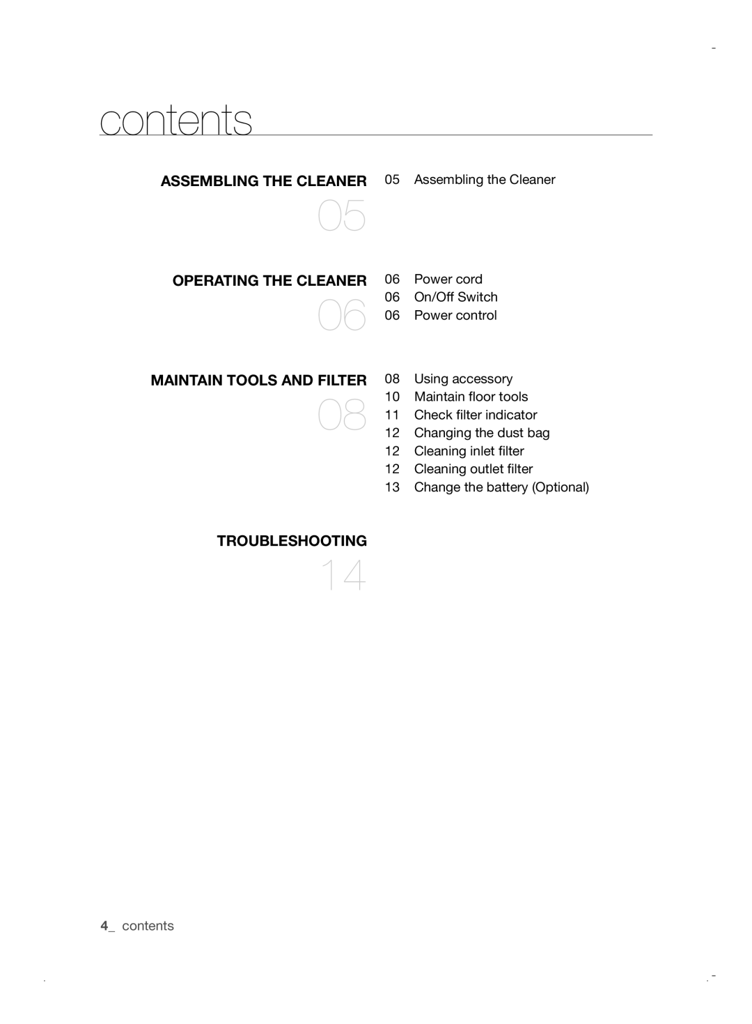 Samsung VCC6170V31/BOL, VCC6170V3R/XEH, VCC61B0H3K/BOL, VCC6171V3R/BOL, VCC6170V31/XEO manual Contents 