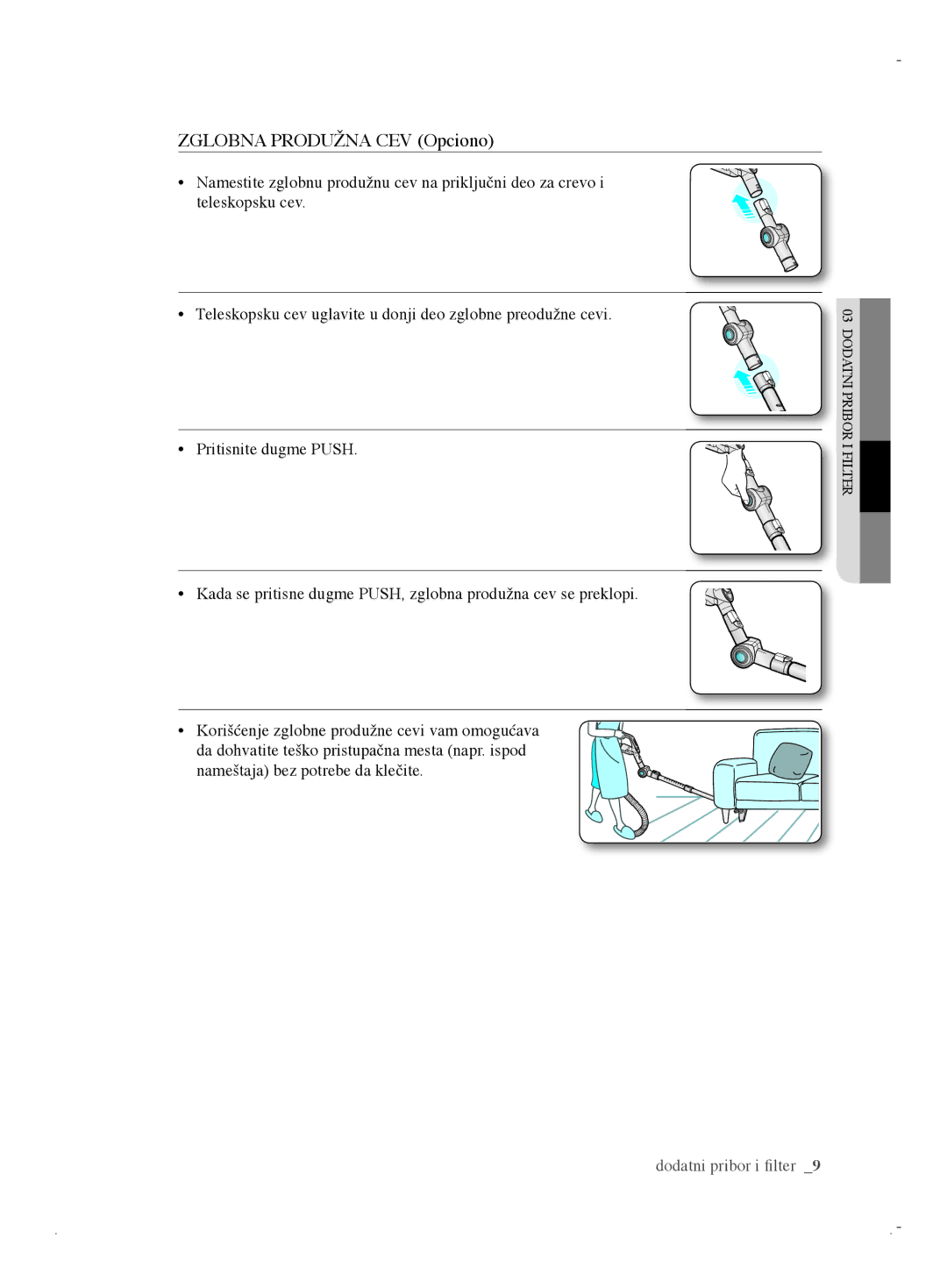 Samsung VCC61B0H3K/BOL, VCC6170V3R/XEH, VCC6170V31/BOL, VCC6171V3R/BOL, VCC6170V31/XEO manual Zglobna Produžna CEV Opciono 