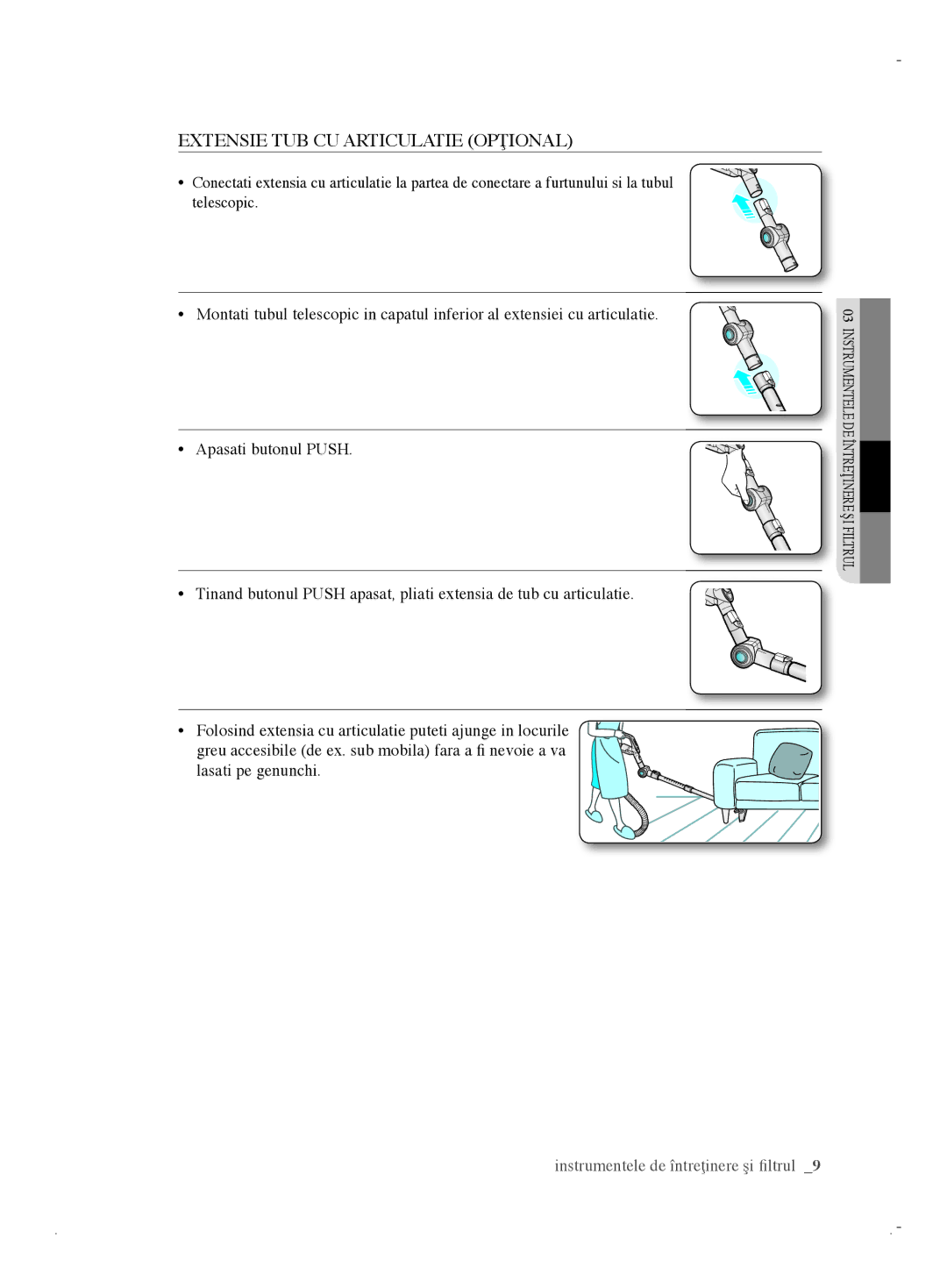 Samsung VCC6170V3R/XEH, VCC61B0H3K/BOL, VCC6170V31/BOL, VCC6171V3R/BOL, VCC6170V31/XEO Extensie TUB CU Articulatie Opţional 