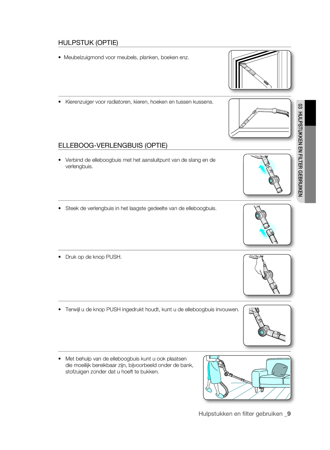 Samsung VCC6170V3R/XEG, VCC6170V3R/XEH, VCC61H0H3A/XEG manual ELLEBOOG-VERLENGBUIS Optie 