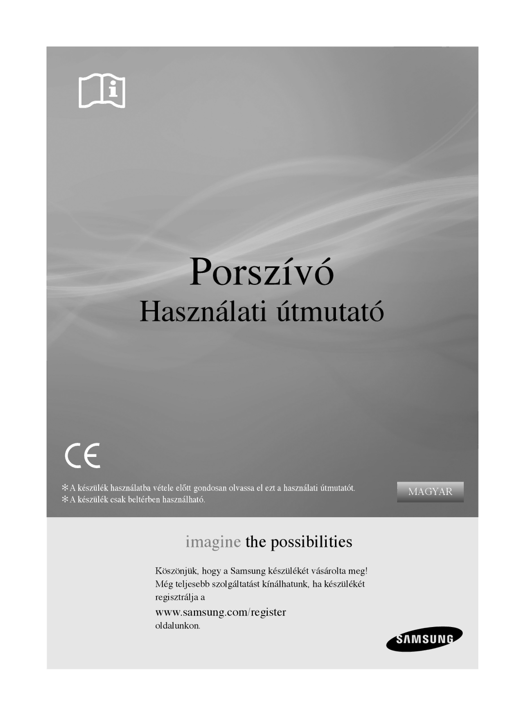 Samsung VCC6145V3B/XEH, VCC61E0V3B/XEF, VCC61E0V3G/XEH manual Porszívó 