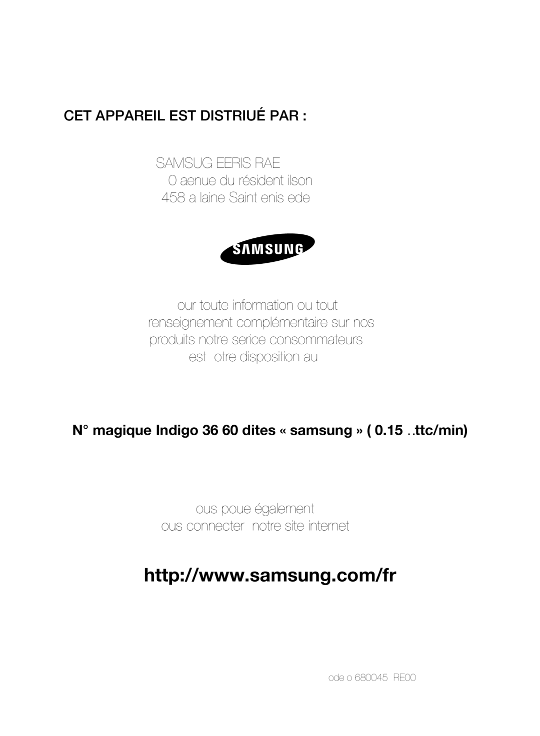 Samsung VCC61E0V3B/XEF manual Magique Indigo 36 60 dites « samsung » 0.15€ ttc/min 