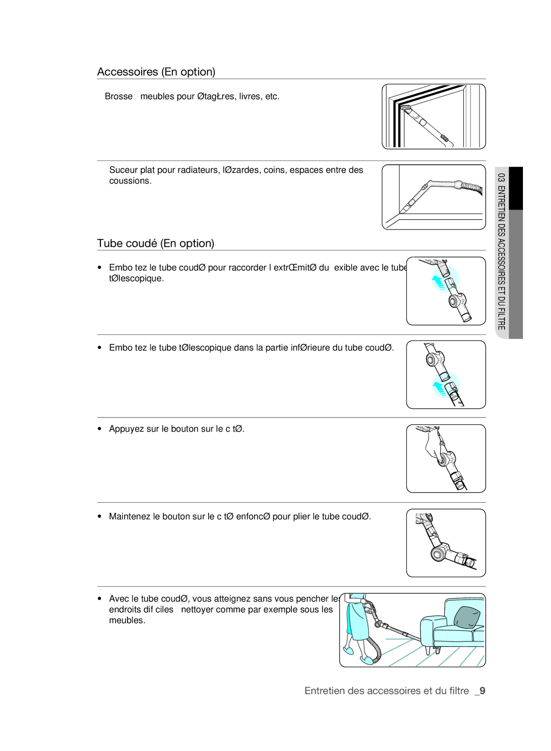 Samsung VCC61E0V3B/XEF manual Tube coudé En option 