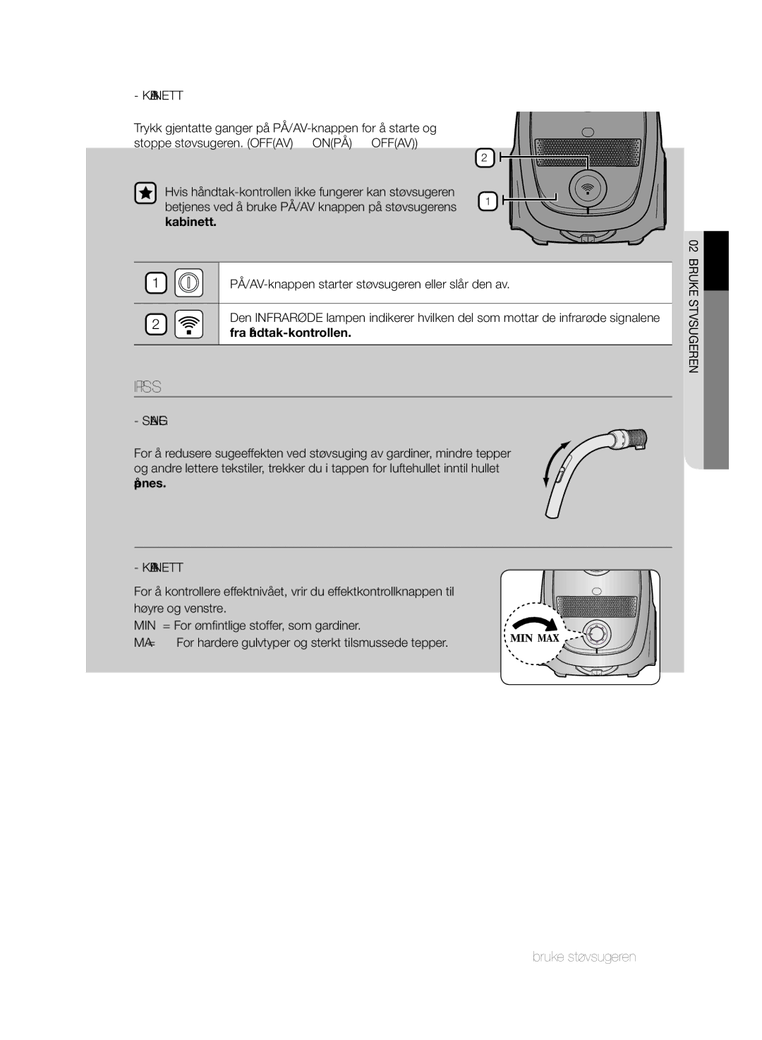 Samsung VCC6140V31/XEE, VCC61G0V3G/XEE, VCC6140V4B/XME, VCC6160H3R/XEE manual Kabinettkontroll-type Tilleggsutstyr, KAbINeTT 