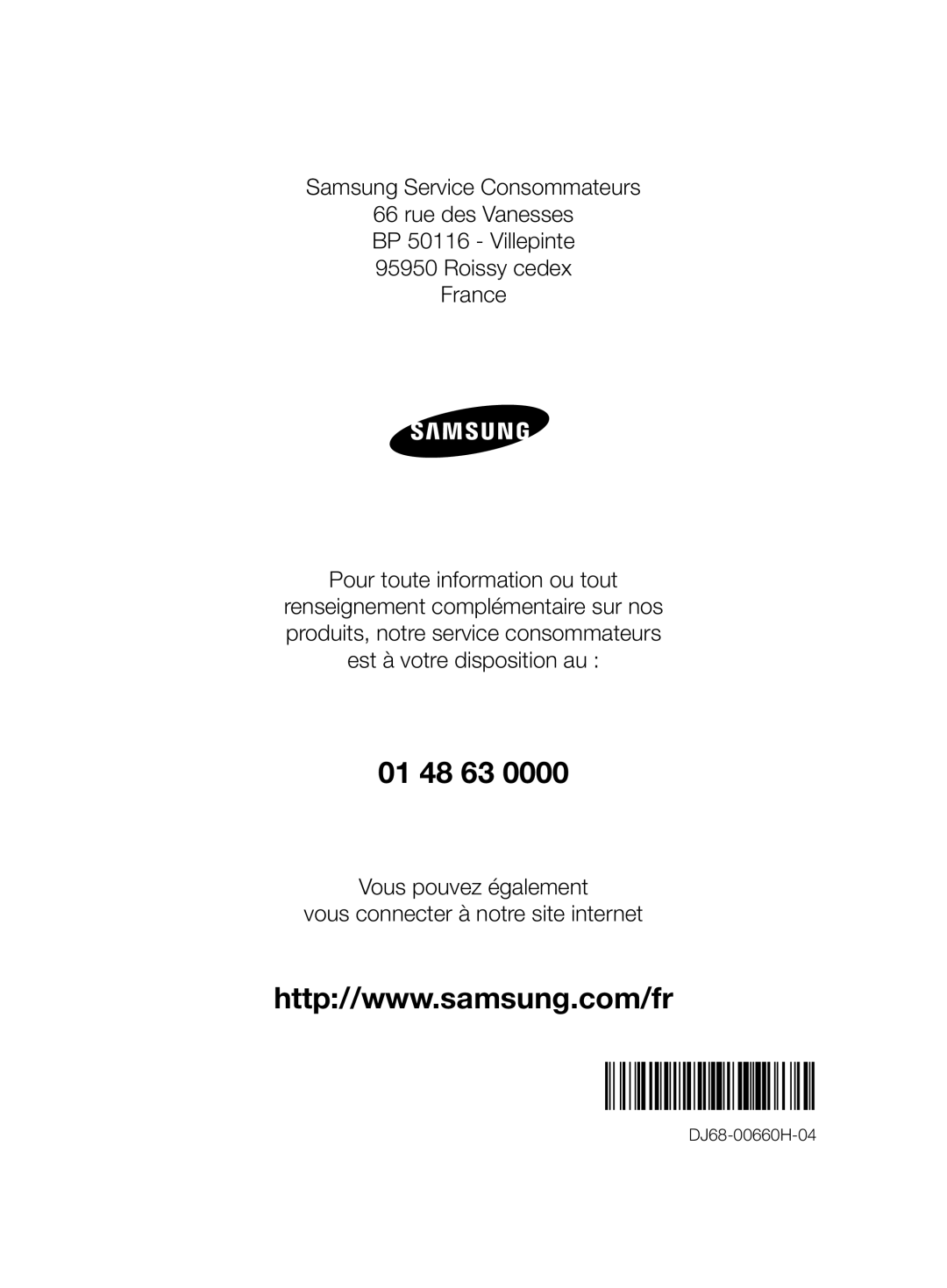 Samsung VCC61J0V33/XEP, VCC61J0V33/XEF manual 01 48 63 