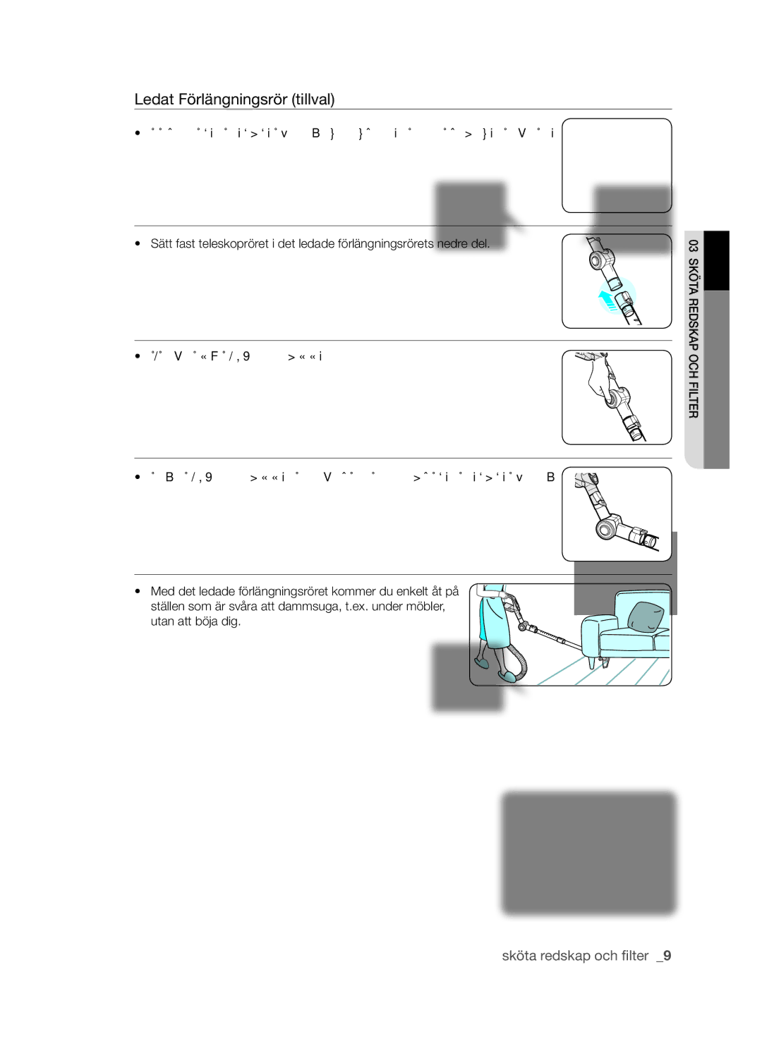 Samsung VCC61J0V32/XEE, VCC61J0V34/XEE manual Ledat Förlängningsrör tillval 