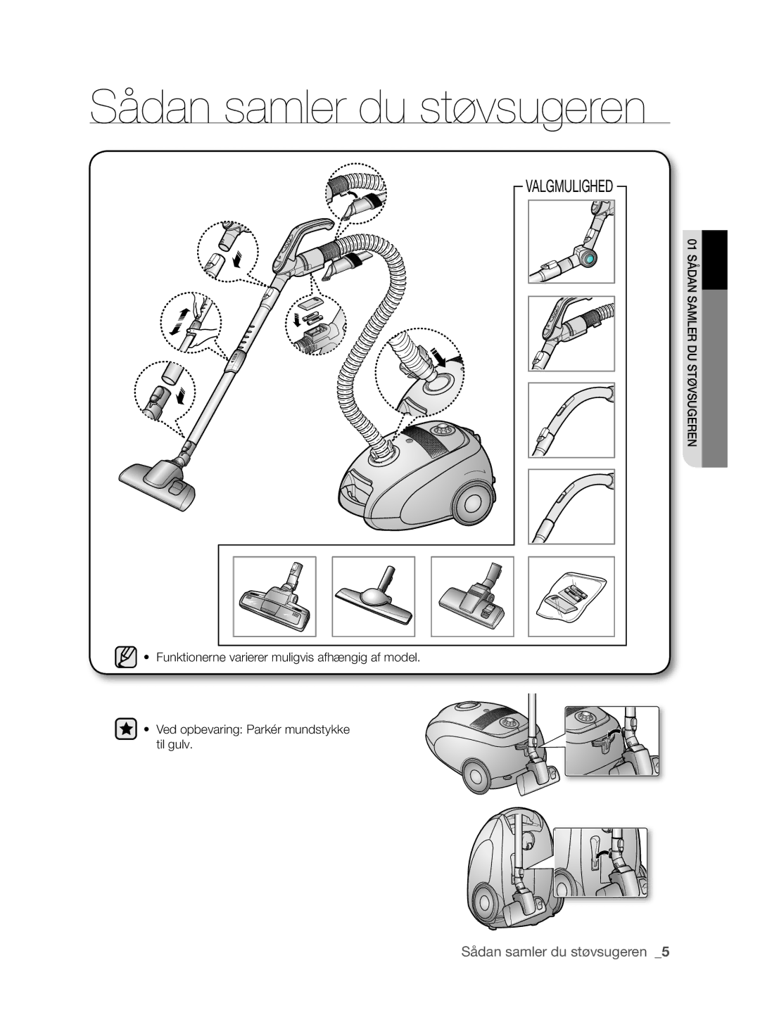 Samsung VCC61J0V32/XEE, VCC61J0V34/XEE manual Sådan samler du støvsugeren 