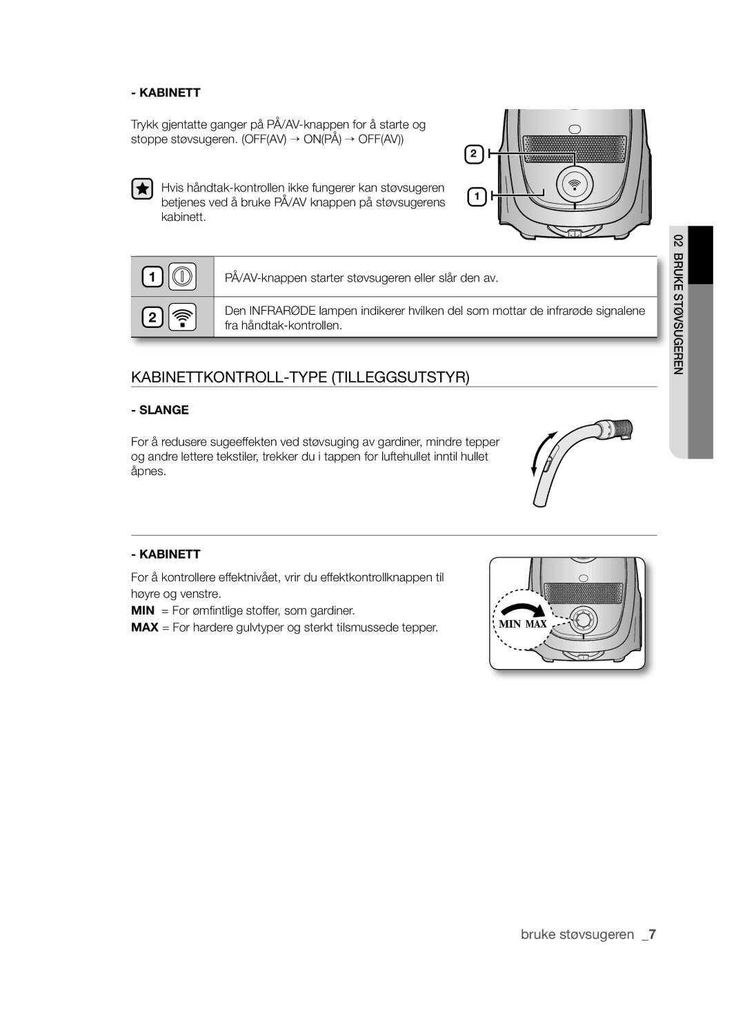 Samsung VCC61J0V32/XEE, VCC61J0V34/XEE manual Kabinettkontroll-type Tilleggsutstyr, KAbINeTT 