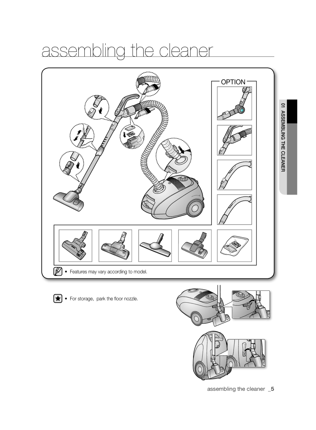 Samsung VCC61U4V3R/XSB, VCC61U2V3B/XSB manual Assembling the cleaner 