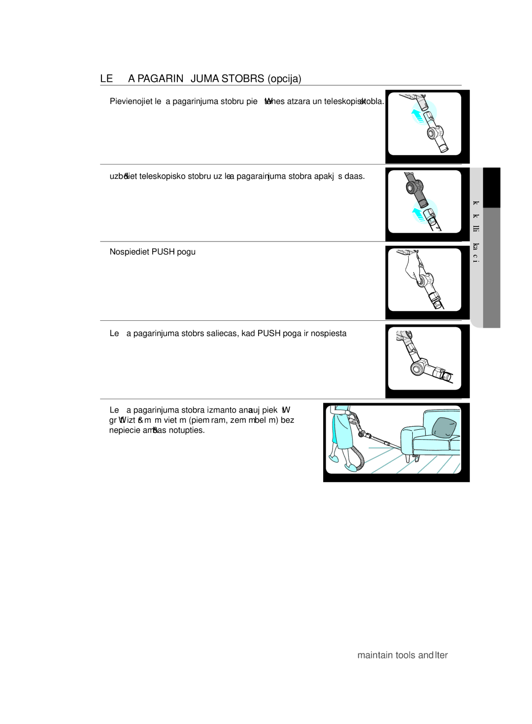 Samsung VCC61U4V3R/XSB, VCC61U2V3B/XSB manual Leņķa Pagarinājuma Stobrs opcija 