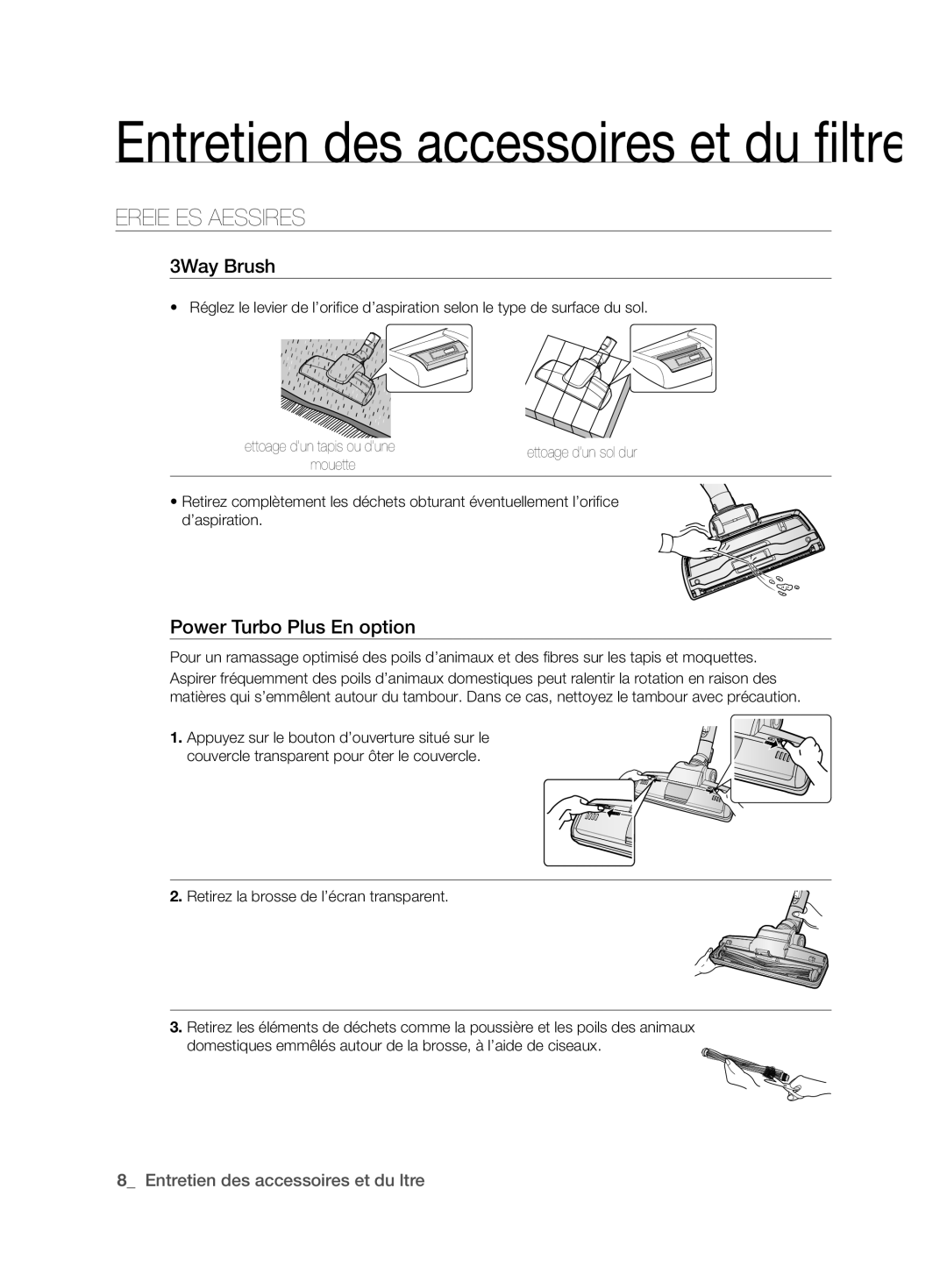 Samsung VCC6210V3R/XEG manual Entretien DES ACCESSoIRES, Power Turbo Plus En option 