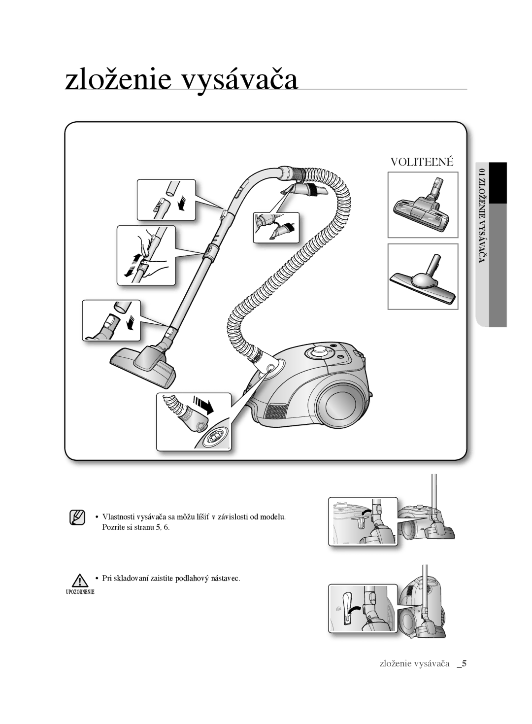 Samsung VCC62E0V3G/EUR, VCC62E0V3G/XEH manual Zloženie vysávača, Voliteľné 