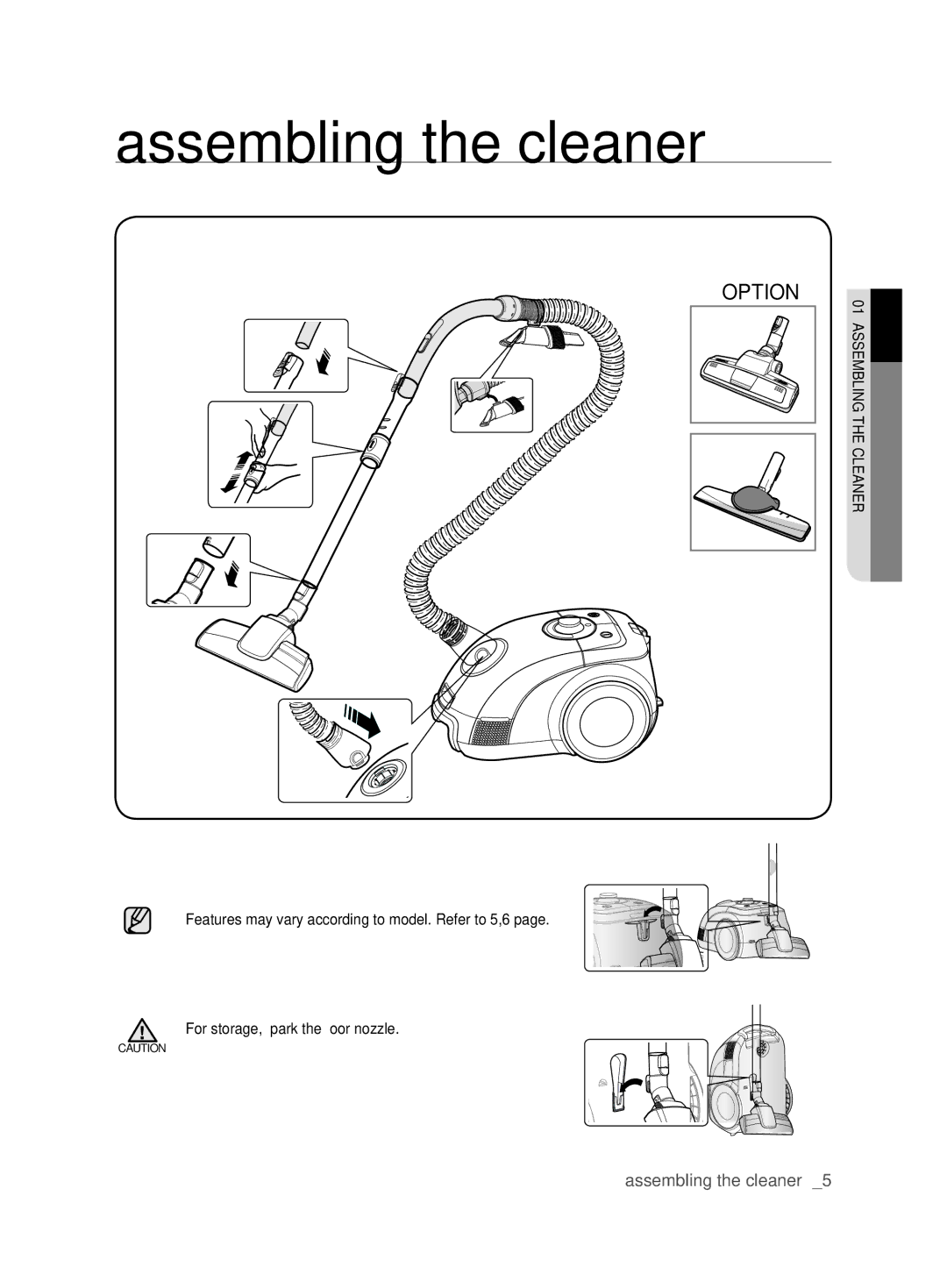 Samsung VCC62E0V3G/EUR, VCC62E0V3G/XEH manual Assembling the cleaner 