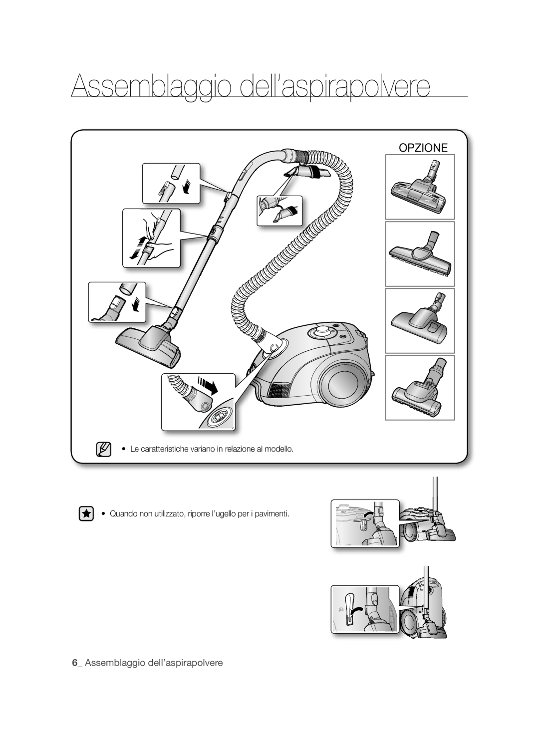 Samsung VCC62J0V37/XET manual Assemblaggio dell’aspirapolvere, Opzione 