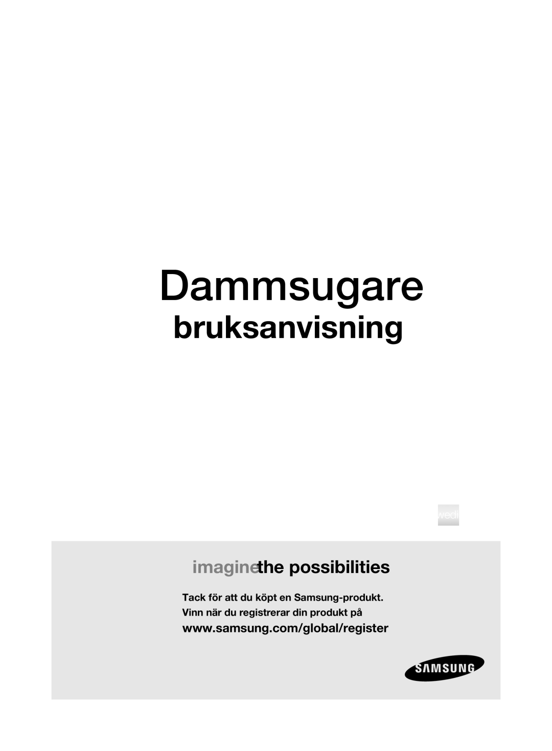 Samsung VCC6360H3K/XEE, VCC6360H3A/XEE manual Dammsugare 