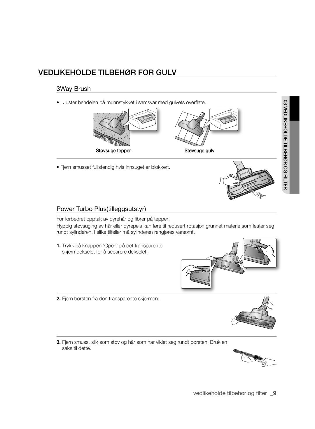 Samsung VCC6360H3K/XEE, VCC6360H3A/XEE manual VEDlIkEhOlDE TIlbEhøR for GUlV, Power Turbo Plustilleggsutstyr 