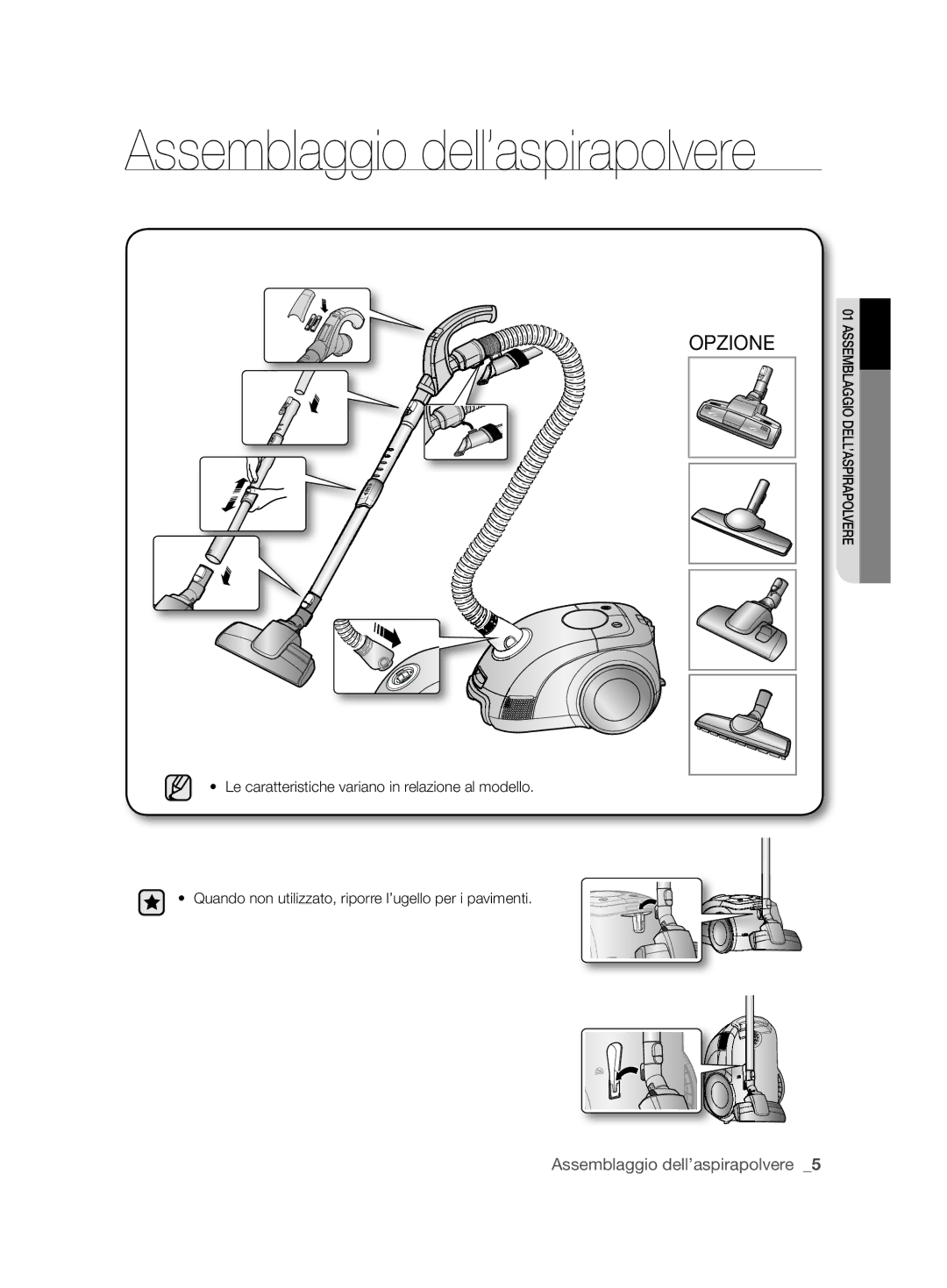 Samsung VCC6360H3A/XEO manual Assemblaggio dell’aspirapolvere 