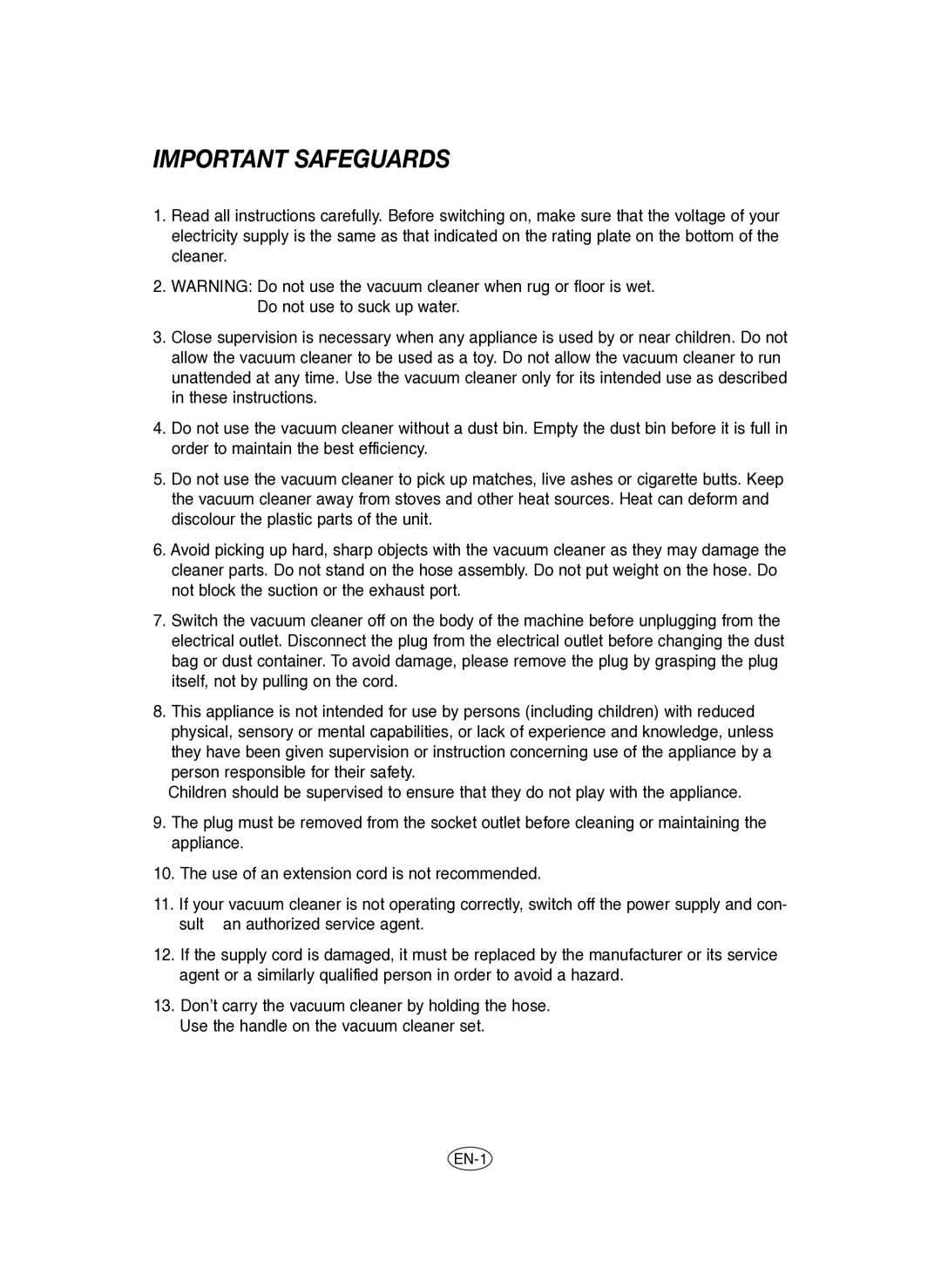 Samsung VCC6560V3B/SML manual Important Safeguards 