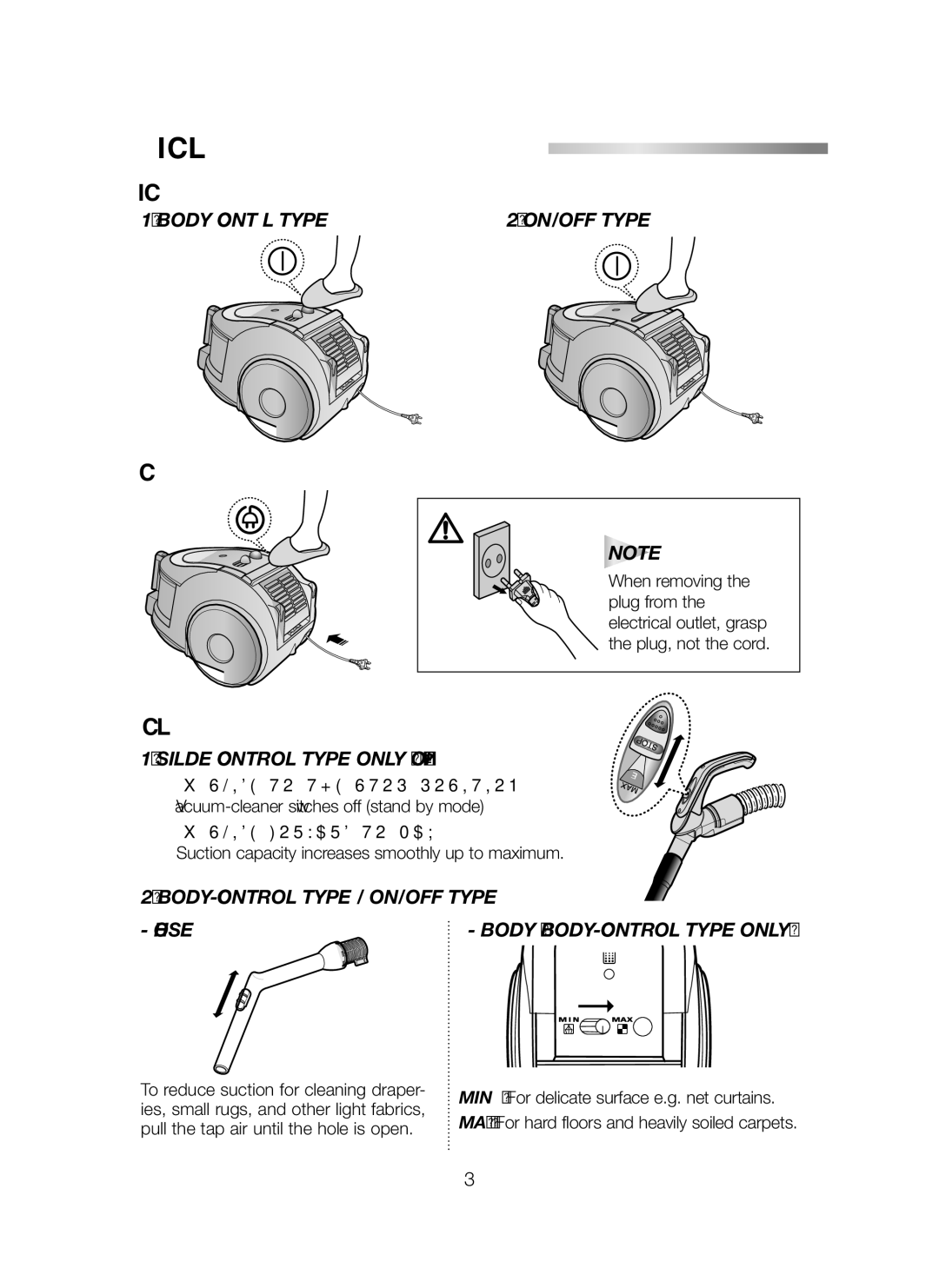 Samsung VCC6580V3R/XTR manual Operating the Cleaner, ON/OFF Switch, Power Cord, Power-Control, Slide Forward to MAX 