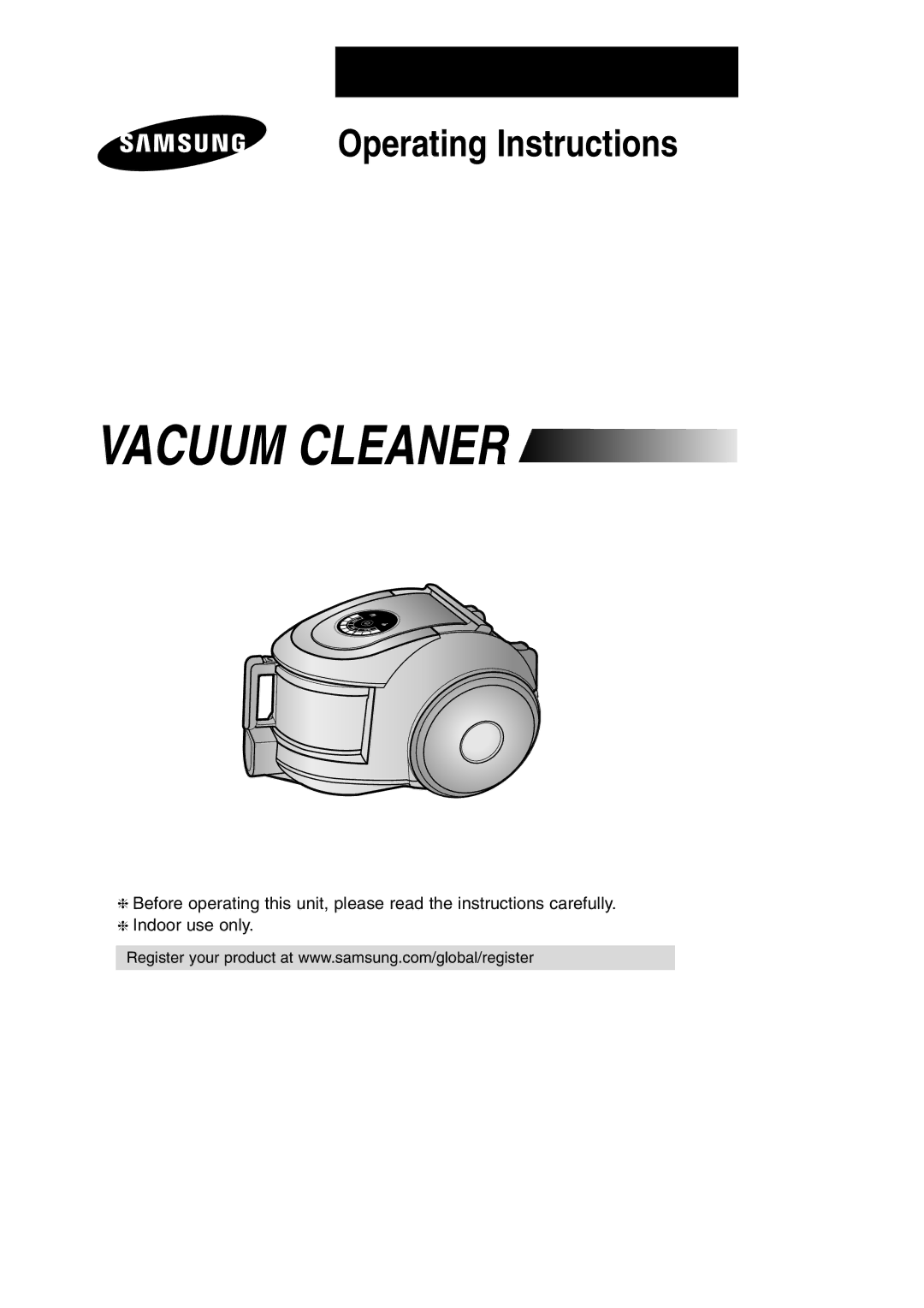 Samsung VCC6630H3S/PIC, VCC6630H3S/XEV, VCC6630H3S/SML manual Vacuum Cleaner 