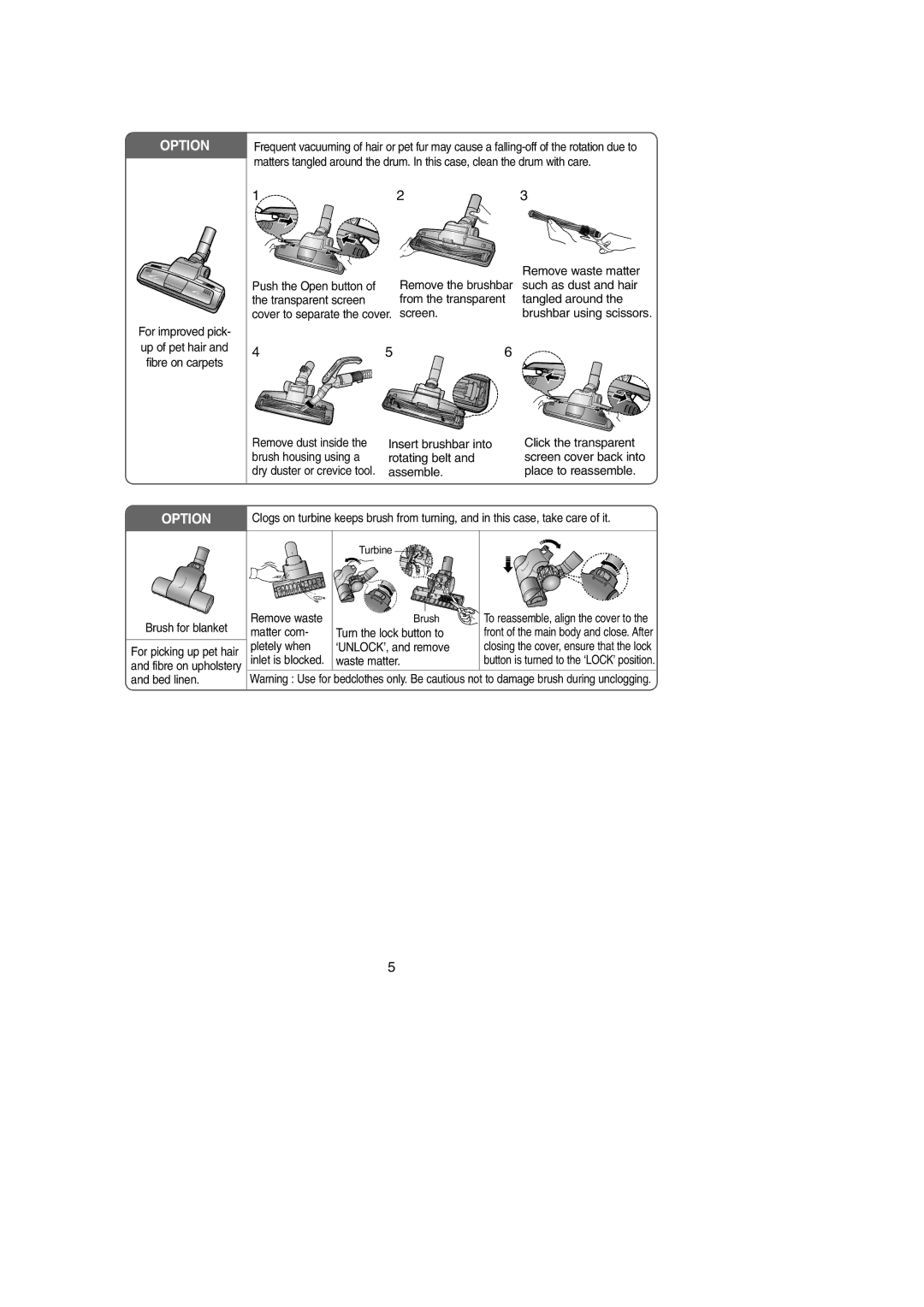 Samsung VCC6630H3S/XEV, VCC6630H3S/PIC, VCC6630H3S/SML manual Option 