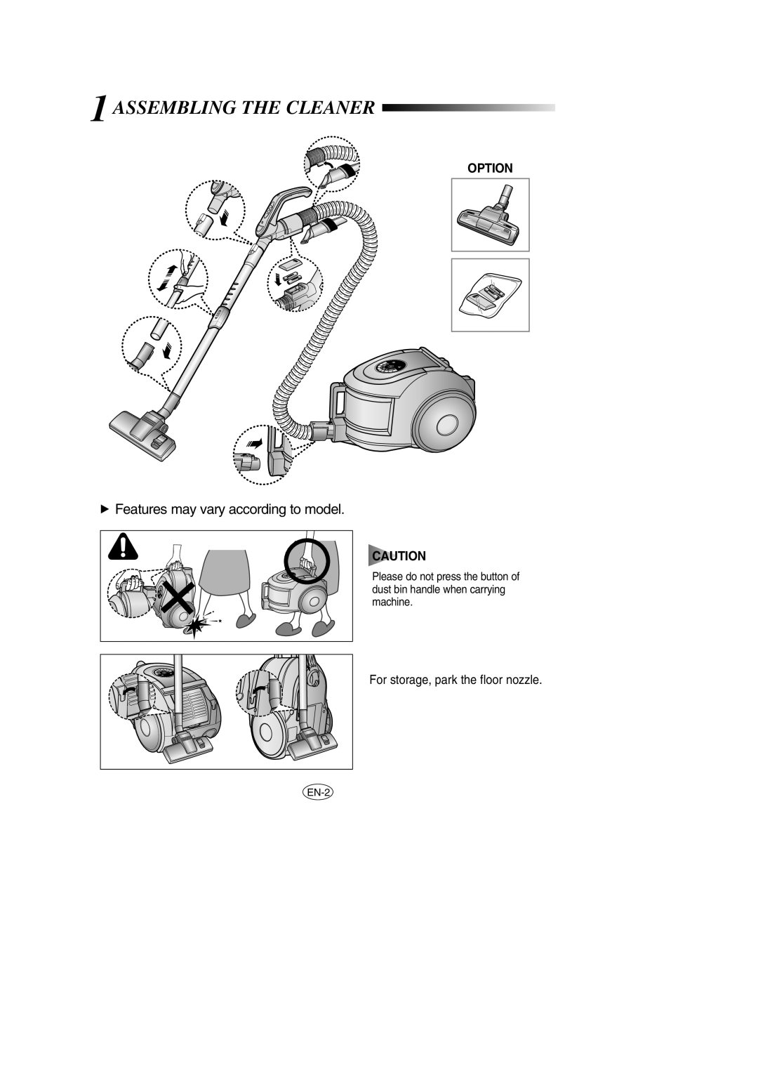 Samsung VCC6631H3K/XEF, VCC6631H3S/XEH, VCC6651H3K/XEH manual 1ASSEMBLING the Cleaner 