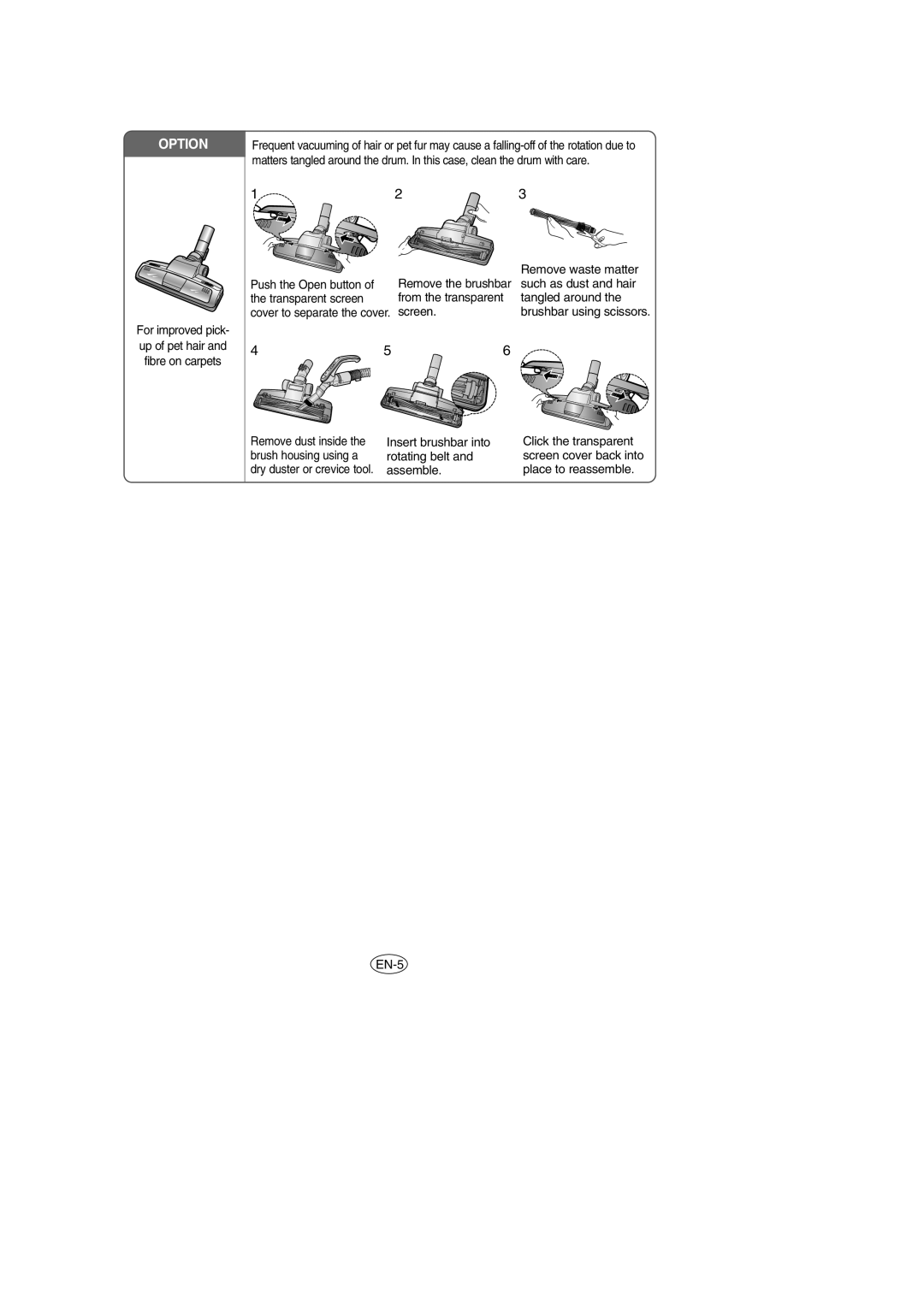 Samsung VCC6631H3K/XEF, VCC6631H3S/XEH, VCC6651H3K/XEH manual Option 