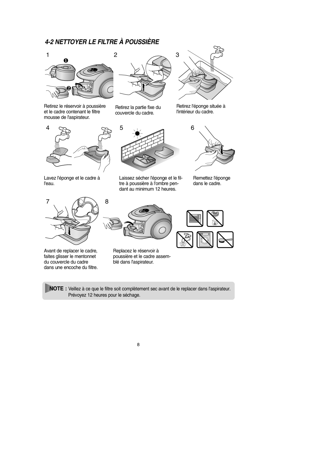 Samsung VCC6631H3K/XEF manual Nettoyer LE Filtre À Poussière 