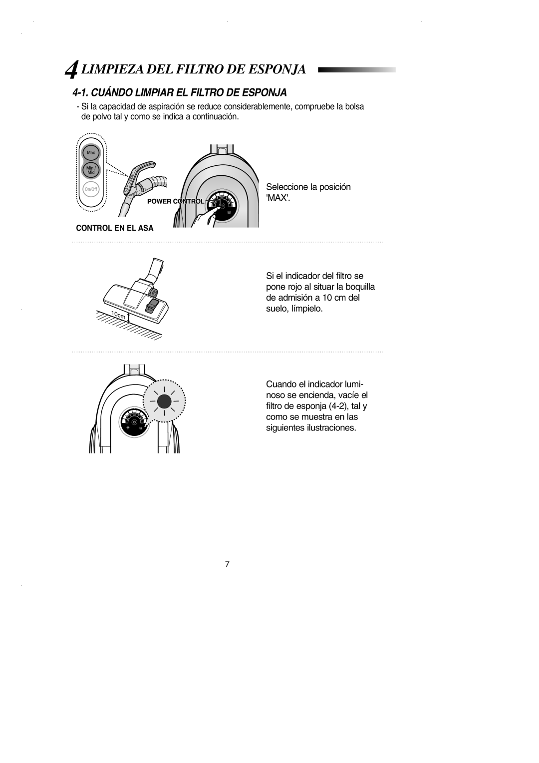 Samsung VCC6650H3S/XEC manual Limpieza DEL Filtro DE Esponja, Cuándo Limpiar EL Filtro DE Esponja 