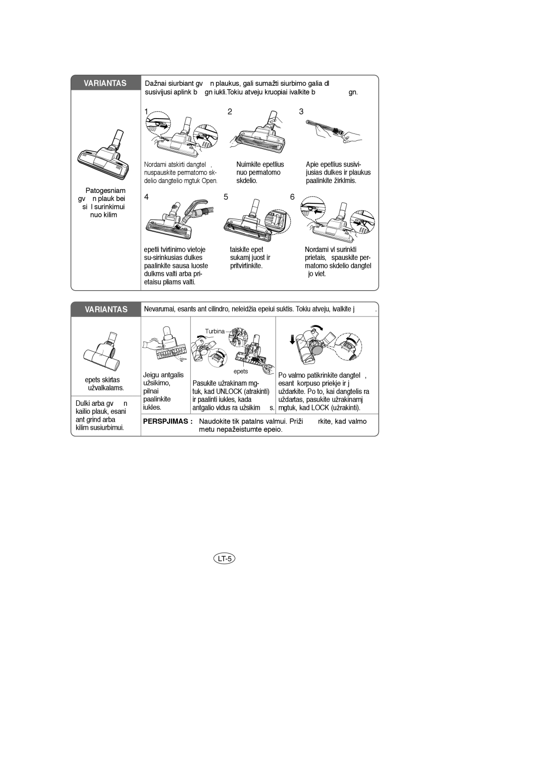 Samsung VCC6657H3K/XEV, VCC6650H3K/SBW, VCC6658H3C/XEV, VCC6657H3C/XEV, VCC6630H3S/SBW, VCC6650H3K/XEV manual Variantas 