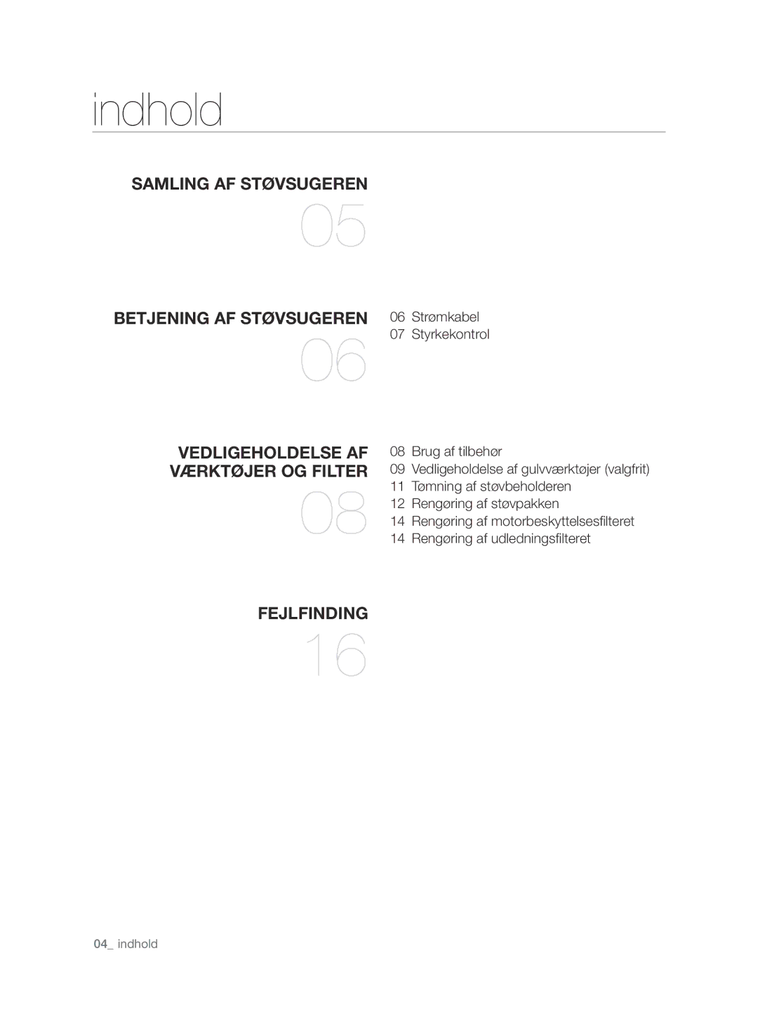 Samsung VCC6750V3R/XEE, VCC6750V31/XEE manual Indhold 