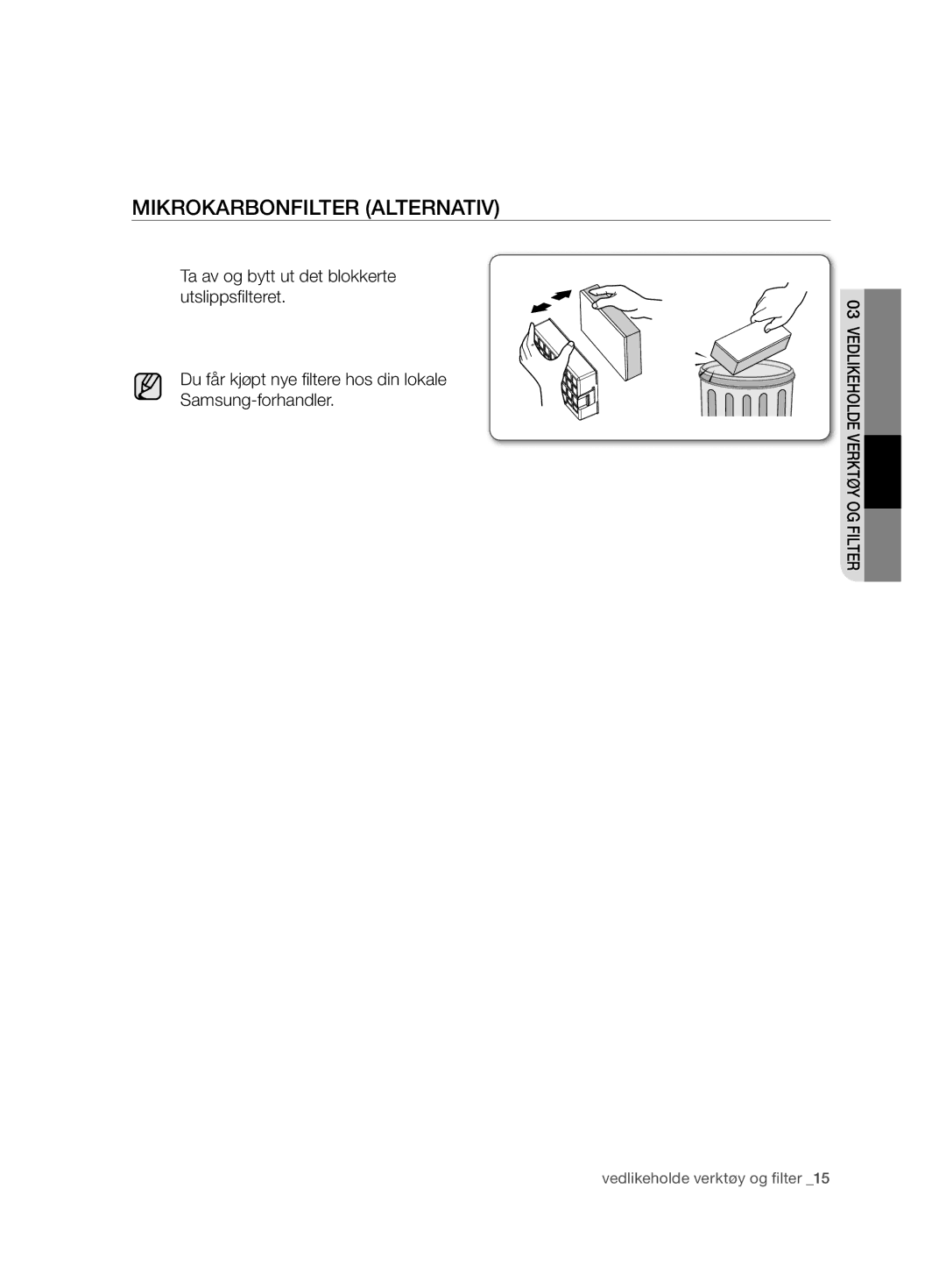 Samsung VCC6750V31/XEE, VCC6750V3R/XEE manual Mikrokarbonfilter Alternativ 