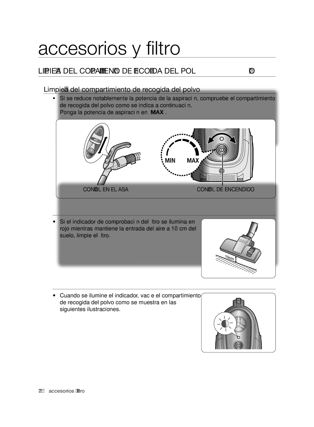 Samsung VCC6780V3B/XEF, VCC6780V31/XEF, VCC6780V31/XEC manual Limpieza del compartimiento de recogida del polvo 