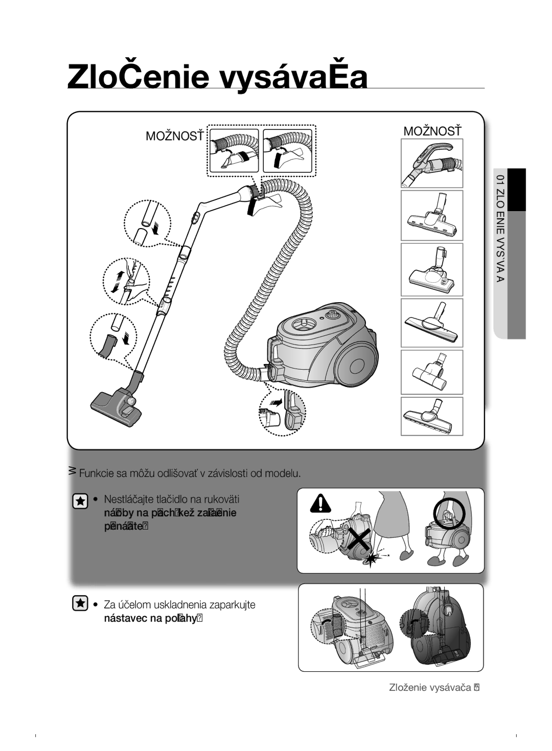 Samsung VCC6790H3N/XEF, VCC6790H3N/XEH, VCC6780V3R/XEH manual Zloženie vysávača, Možnosť 