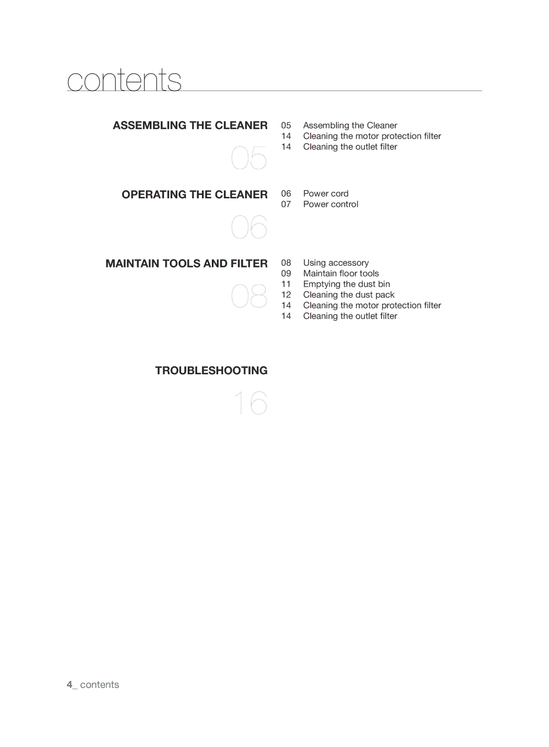 Samsung VCC6790H3R/XSB, VCC6780V31/XSB manual Contents 