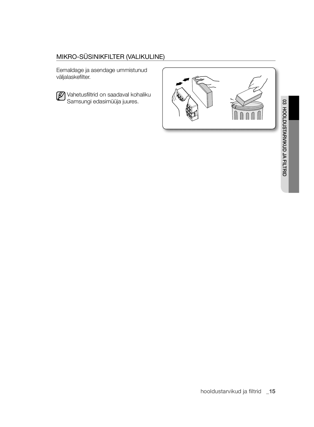 Samsung VCC6780V31/XSB, VCC6790H3R/XSB manual MIKRO-SÜSINIKFILTER Valikuline 