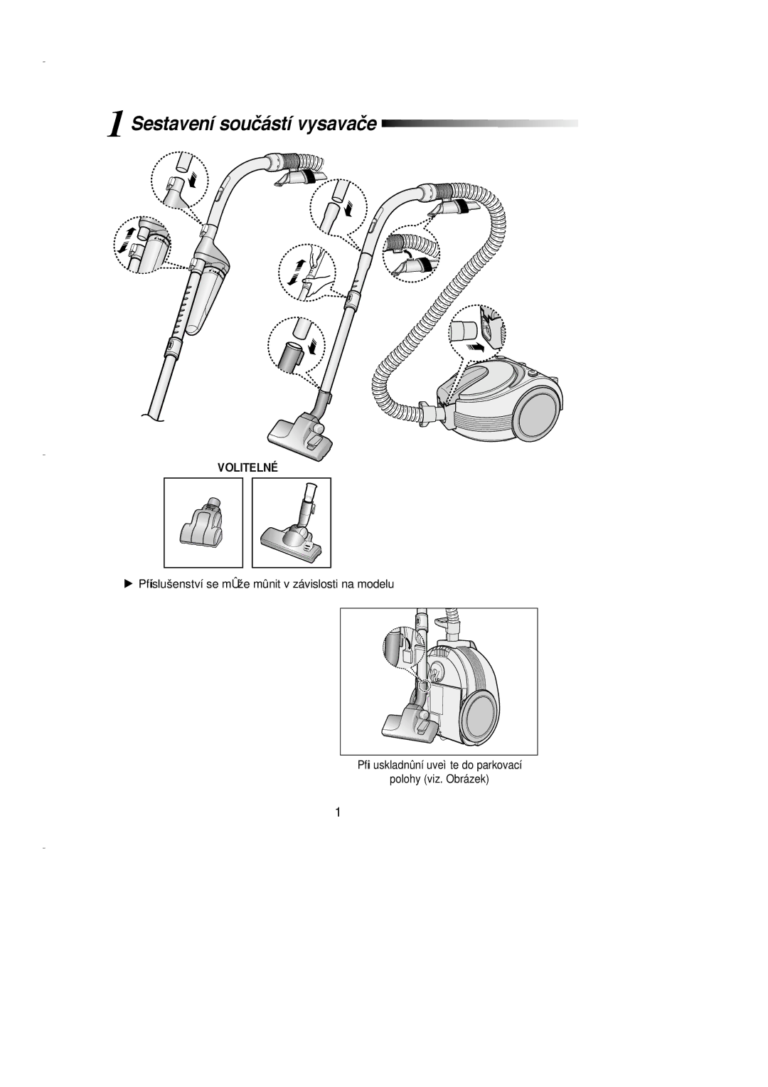 Samsung VCC7030V3S/XEH, VCC7030V3S/LIB manual Sestavení součástí vysavače, Volitelné 