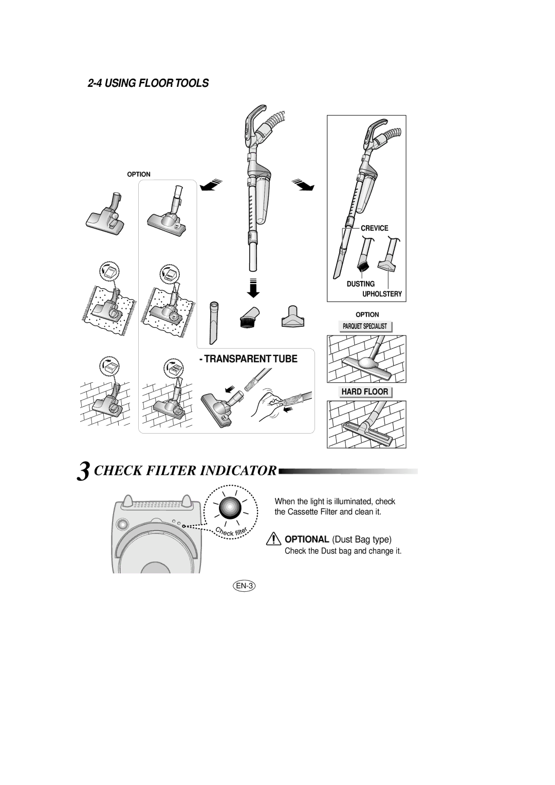 Samsung VCC7053H1S/XAP manual Check Filter Indicator 