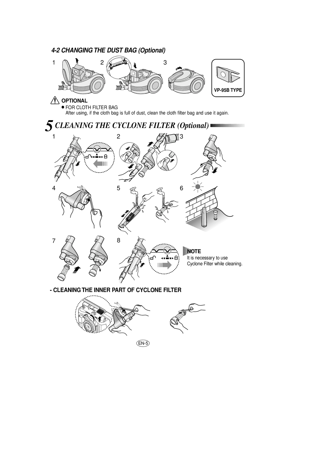 Samsung VCC7053H1S/XAP manual Changing the Dust BAG Optional 