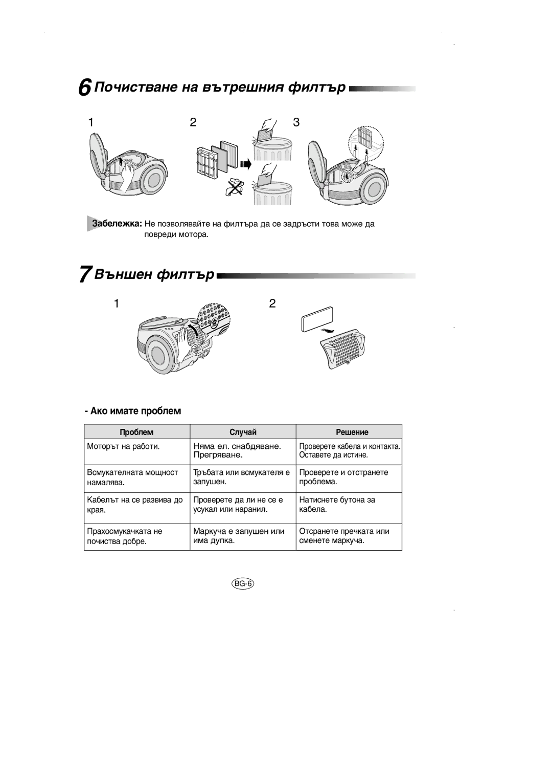 Samsung VCC7070H3Z/BOL, VCC7060H3B/ERP, VCC7060H3B/SBW, VCC7060H3Z/XEV manual ÈÓ˜ËÒÚ‚‡ÌÂ Ì‡ ‚˙ÚÂ¯ÌËﬂ ÙËÎÚ˙, ˙Ì¯Âì Ùëîú˙ 