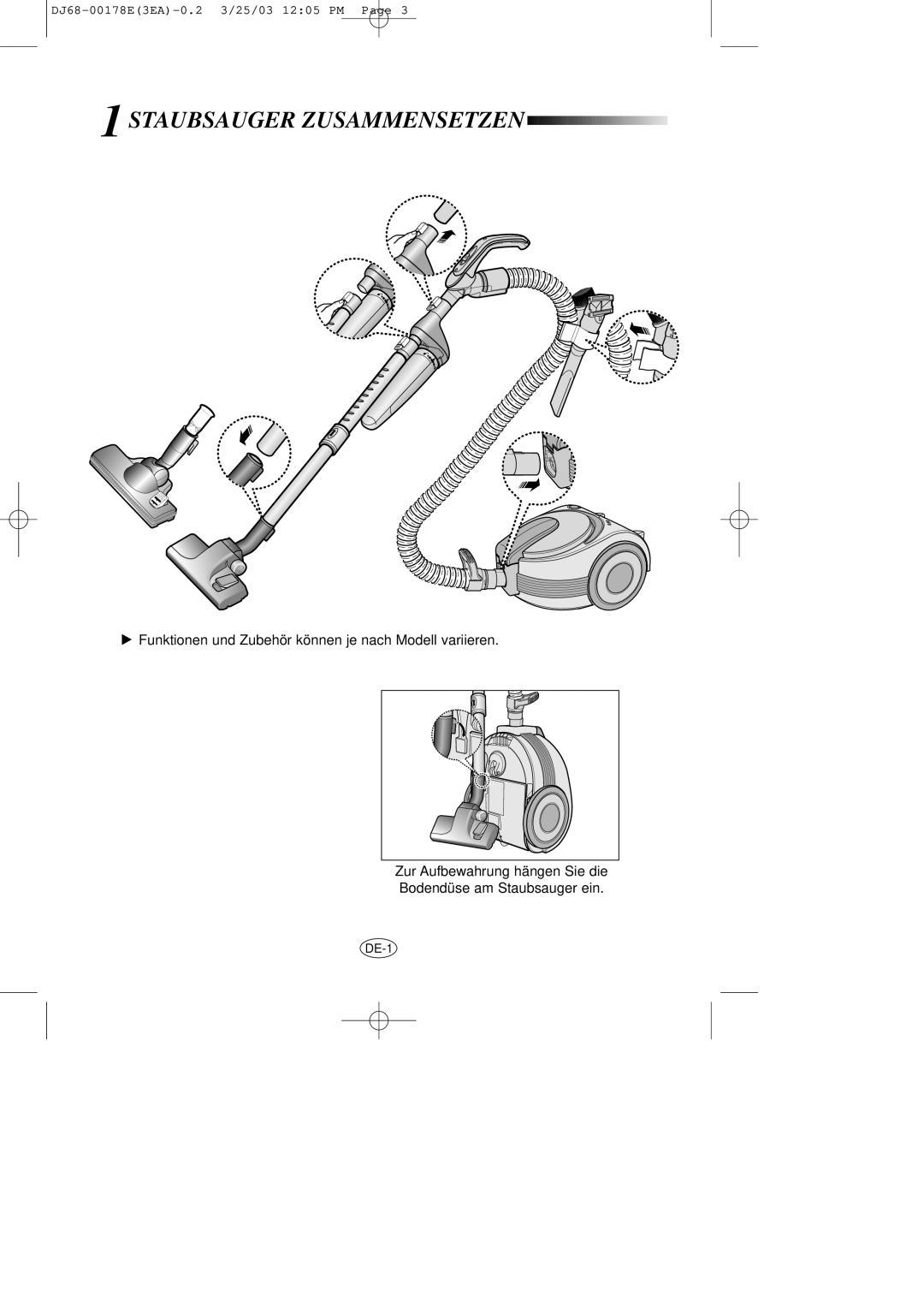 Samsung VCC7070H3Z/BOL, VCC7060H3S/XEP, VCC7060H3S/XEG, VCC7060H3B/ERP, VCC7050H3S/XEG manual Staubsauger Zusammensetzen 