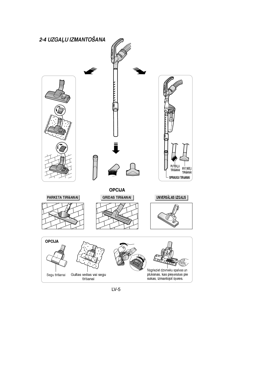 Samsung VCC7245H3G/SBW, VCC7294H3G/XSB, VCC7215H3S/SBW, VCC7294H3G/SBW, VCC7295H3O/XSB, VCC7275H3O/SBW manual UZGAπU Izmantošana 