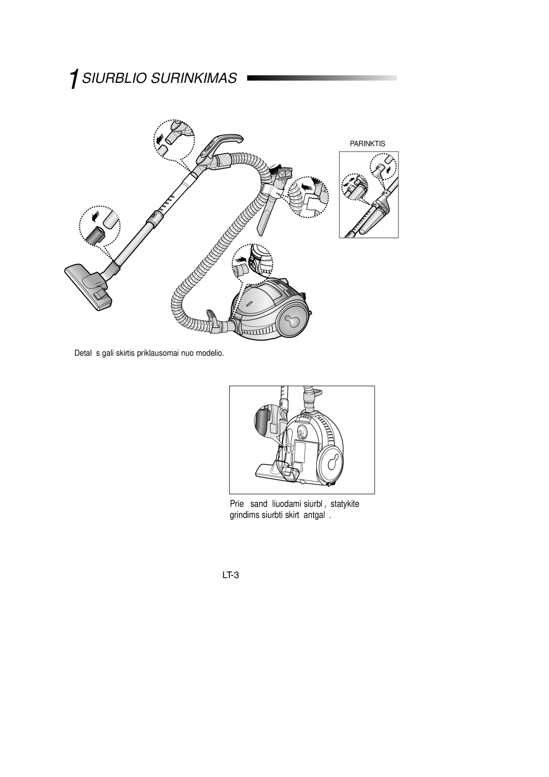 Samsung VCC7295H3O/SBW, VCC7294H3G/XSB, VCC7294H3G/SBW, VCC7295H3O/XSB manual 1SIURBLIO Surinkimas 