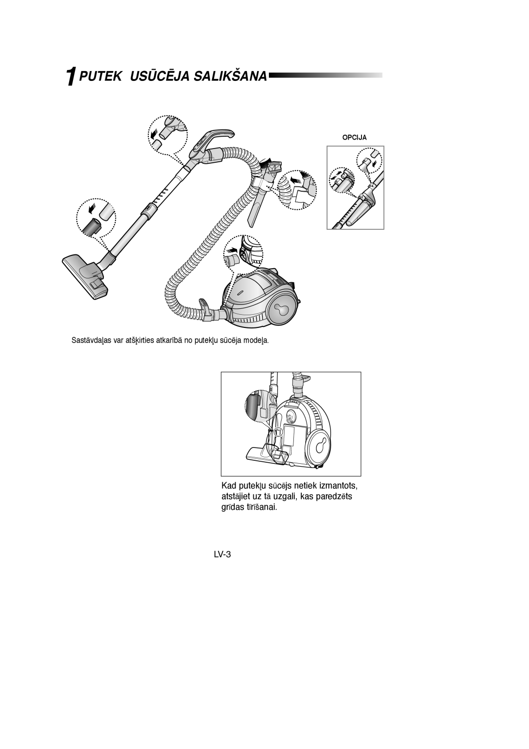 Samsung VCC7295H3O/SBW, VCC7294H3G/XSB, VCC7294H3G/SBW, VCC7295H3O/XSB manual 1PUTEKπUSÌCîJA Salikšana 